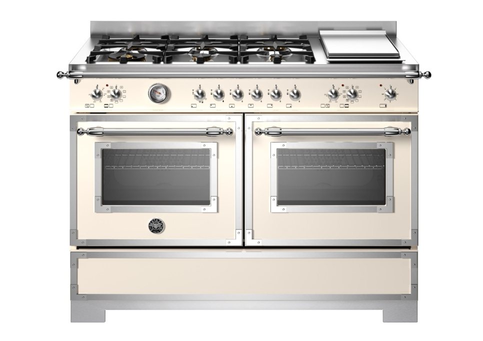 Gasspis Heritage, 120 cm, 6 brännare + stekbord, 2 ugnar, Elfenbensvit - Bertazz i gruppen Grill, komfurer & ovne / Komfurer / Gaskomfurer hos The Kitchen Lab (1403-34179)