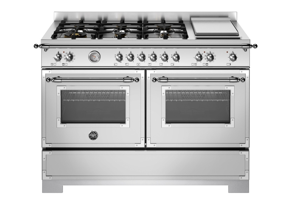 Gasspis Heritage, 120 cm, 6 brännare + stekbord, 2 ugnar, Rostfri - Bertazzoni i gruppen Grill, komfurer & ovne / Komfurer / Gaskomfurer hos The Kitchen Lab (1403-34181)