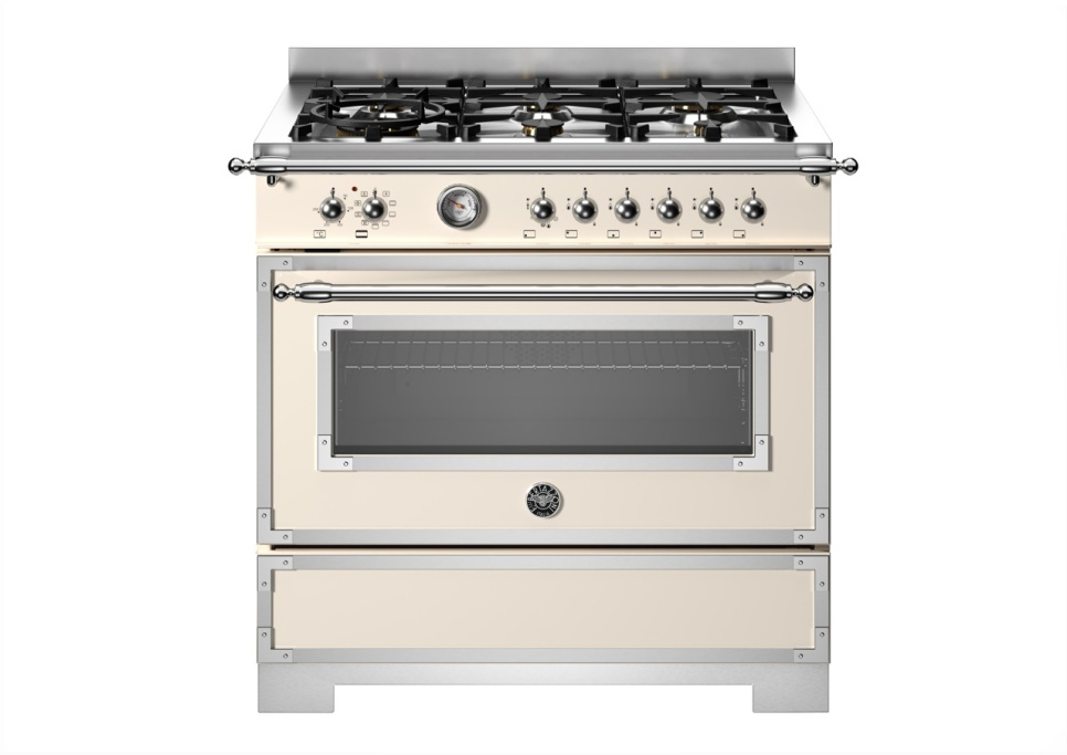 Gasspis Heritage, 90 cm, 6 brännare, 1 ugn, Elfenbensvit - Bertazzoni i gruppen Grill, komfurer & ovne / Komfurer / Gaskomfurer hos The Kitchen Lab (1403-34182)