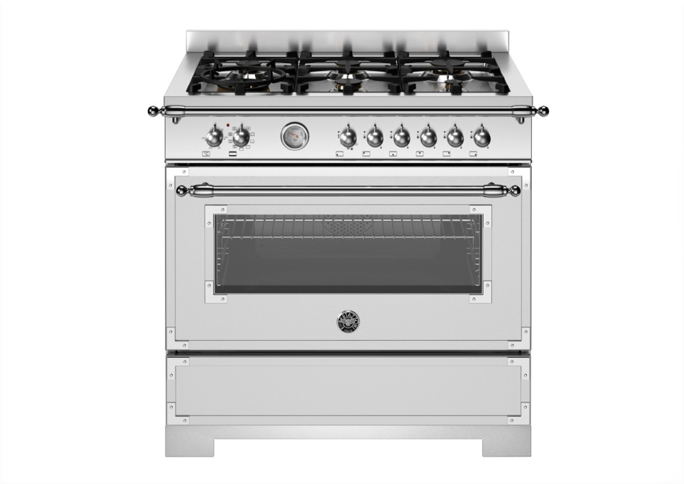Gasspis Heritage, 90 cm, 6 brännare, 1 ugn, Rostfri - Bertazzoni i gruppen Grill, komfurer & ovne / Komfurer / Gaskomfurer hos The Kitchen Lab (1403-34184)