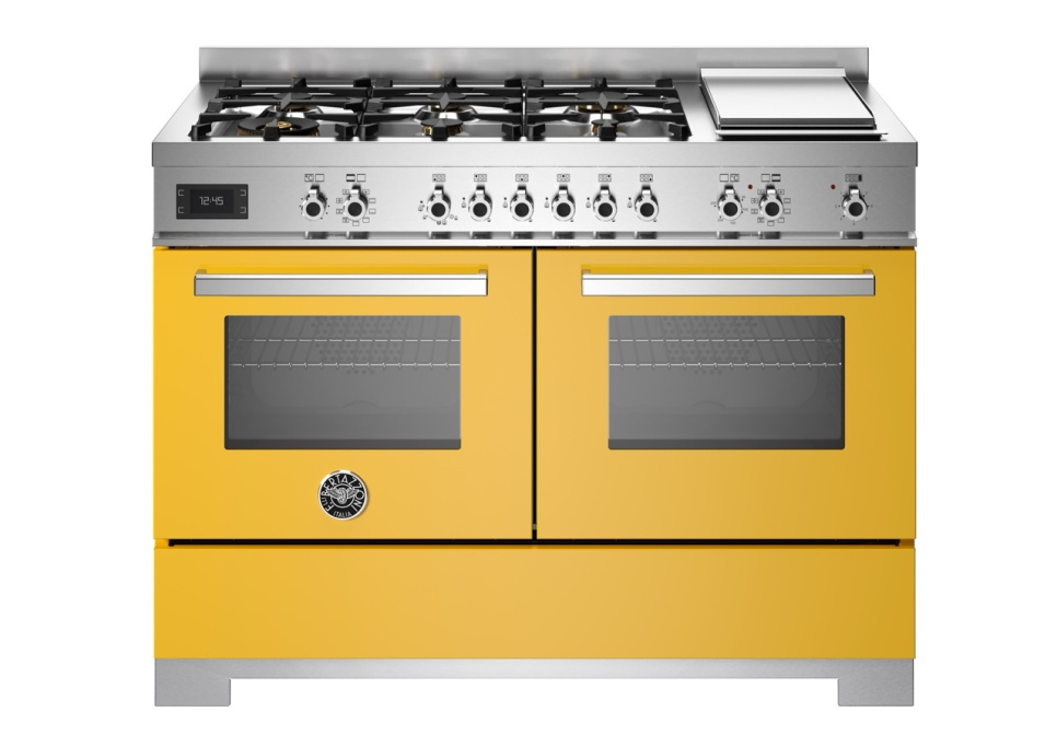 Gasspis Professional, 120 cm, 6 brännare + stekbord, 2 ugnar, Gul - Bertazzoni i gruppen Grill, komfurer & ovne / Komfurer / Gaskomfurer hos The Kitchen Lab (1403-34199)