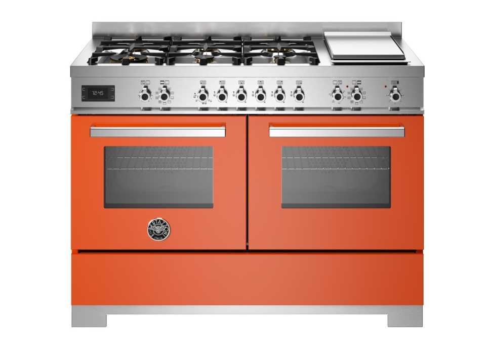 Gasspis Professional, 120 cm, 6 brännare + stekbord, 2 ugnar, Orange - Bertazzon i gruppen Grill, komfurer & ovne / Komfurer / Gaskomfurer hos The Kitchen Lab (1403-34200)