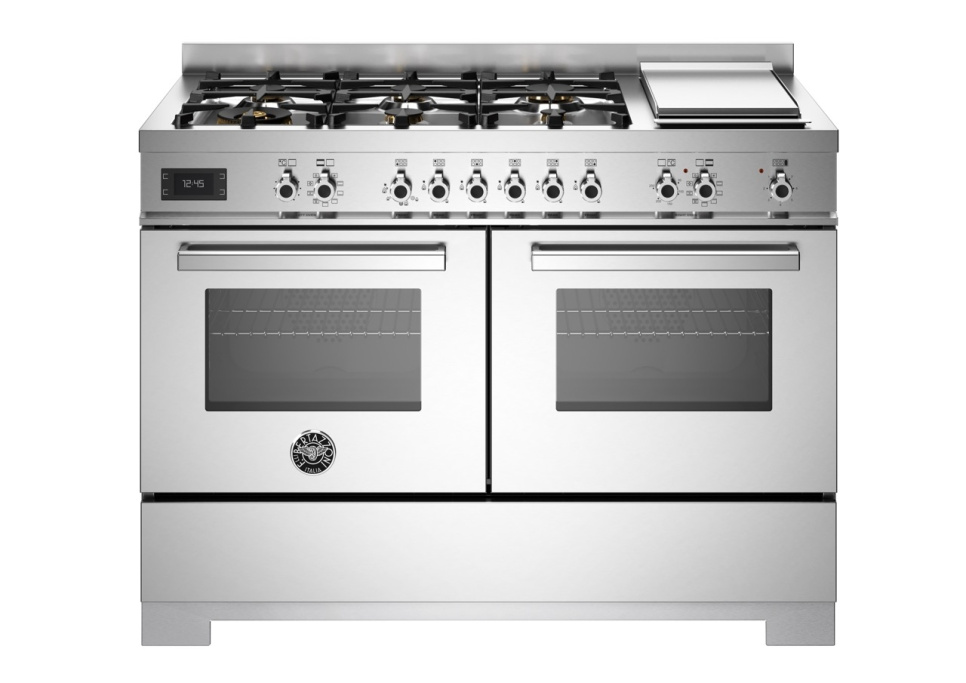 Gasspis Professional, 120 cm, 6 brännare + stekbord, 2 ugnar, Rostfri - Bertazzo i gruppen Grill, komfurer & ovne / Komfurer / Gaskomfurer hos The Kitchen Lab (1403-34201)