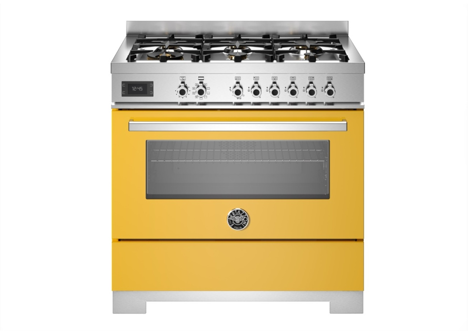 Gasspis Professional, 90 cm, 6 brännare, 1 ugn, Gul - Bertazzoni i gruppen Grill, komfurer & ovne / Komfurer / Gaskomfurer hos The Kitchen Lab (1403-34211)