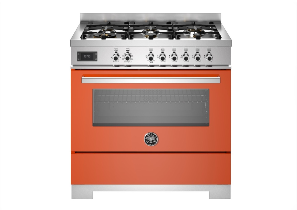 Gasspis Professional, 90 cm, 6 brännare, 1 ugn, Orange - Bertazzoni i gruppen Grill, komfurer & ovne / Komfurer / Gaskomfurer hos The Kitchen Lab (1403-34212)