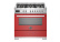 Gasspis Professional, 90 cm, 6 brännare, 1 ugn, Röd - Bertazzoni