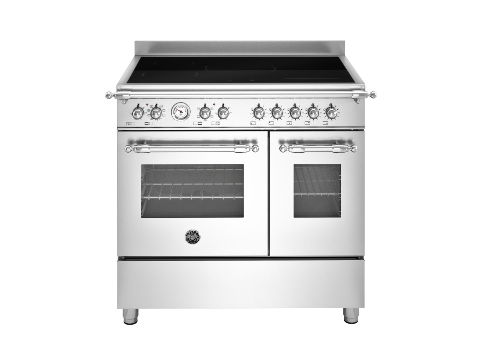 Induktionsspis Heritage utan dekorram, 90 cm, 5 zoner, 2 ugnar, Rostfri - Bertaz i gruppen Grill, komfurer & ovne / Komfurer / Induktionskomfurer hos The Kitchen Lab (1403-34227)