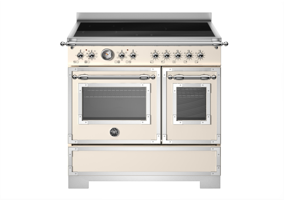 Induktionsspis Heritage, 90 cm, 5 zoner, 2 ugnar, Elfenbensvit - Bertazzoni i gruppen Grill, komfurer & ovne / Komfurer / Induktionskomfurer hos The Kitchen Lab (1403-34239)