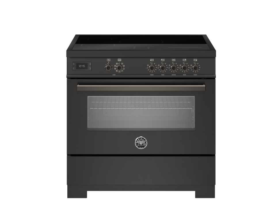 Induktionsspis Professional, 90 cm, 5 zoner, 1 ugn, Carbonio - Bertazzoni i gruppen Grill, komfurer & ovne / Komfurer / Induktionskomfurer hos The Kitchen Lab (1403-34264)