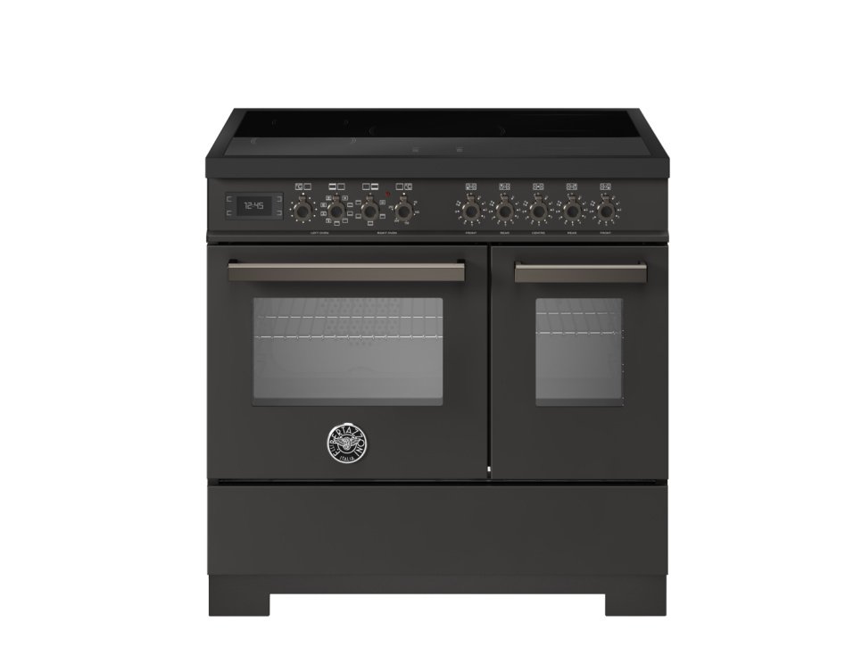 Induktionsspis Professional, 90 cm, 5 zoner, 2 ugnar, Carbonio - Bertazzoni i gruppen Grill, komfurer & ovne / Komfurer / Induktionskomfurer hos The Kitchen Lab (1403-34271)