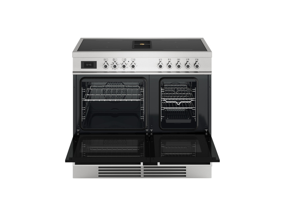 Induktionskomfur med integreret emhætte, Professional, 100 cm, 4 zoner, 2 ovne, Sort - Bertazzoni