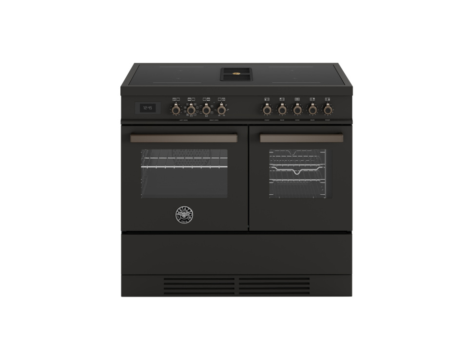 Induktionskomfur med integreret emhætte, Professional, 100 cm, 4 zoner, 2 ovne, Carbonio - Bertazzoni i gruppen Grill, komfurer & ovne / Komfurer / Induktionskomfurer hos The Kitchen Lab (1403-36284)