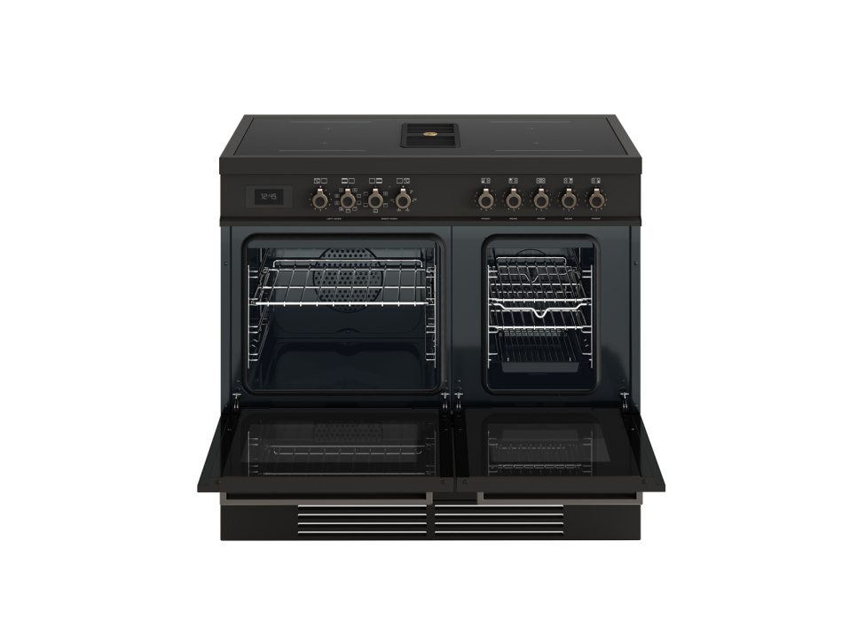 Induktionskomfur med integreret emhætte, Professional, 100 cm, 4 zoner, 2 ovne, Carbonio - Bertazzoni