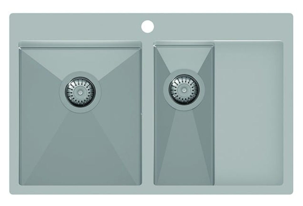 Dobbelt vask i rustfrit stål 780 x 500 mm med hylde til højre i gruppen Køkken interiør / Køkkenvask hos The Kitchen Lab (1416-12561)