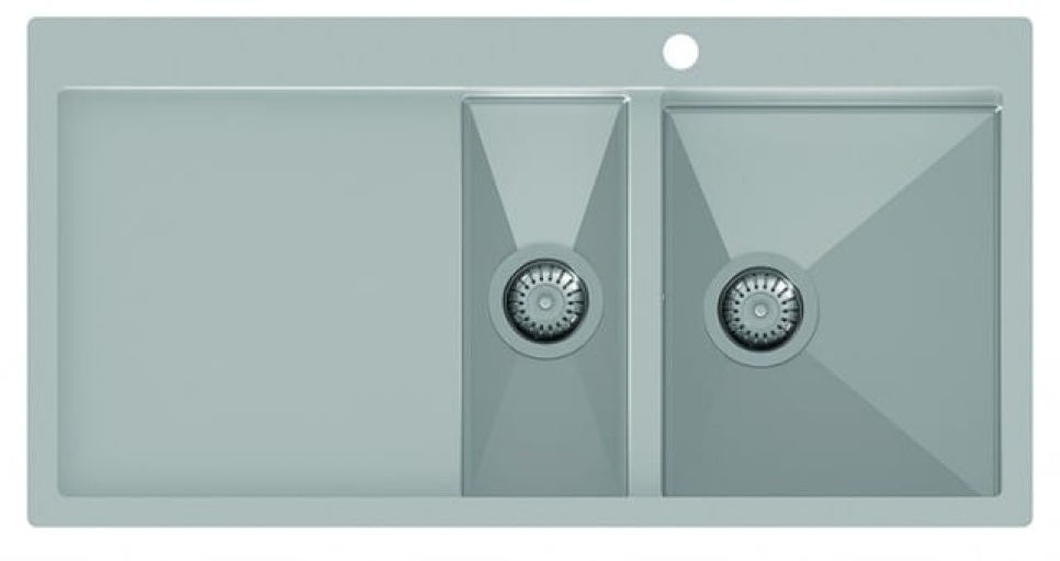 Rustfri dobbeltvask 1000 x 510 mm med hylde til venstre i gruppen Køkken interiør / Køkkenvask hos The Kitchen Lab (1416-12562)