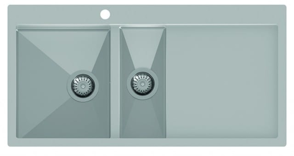 Dobbelt vask i rustfrit stål 1000 x 510 mm med hylde til højre i gruppen Køkken interiør / Køkkenvask hos The Kitchen Lab (1416-12563)