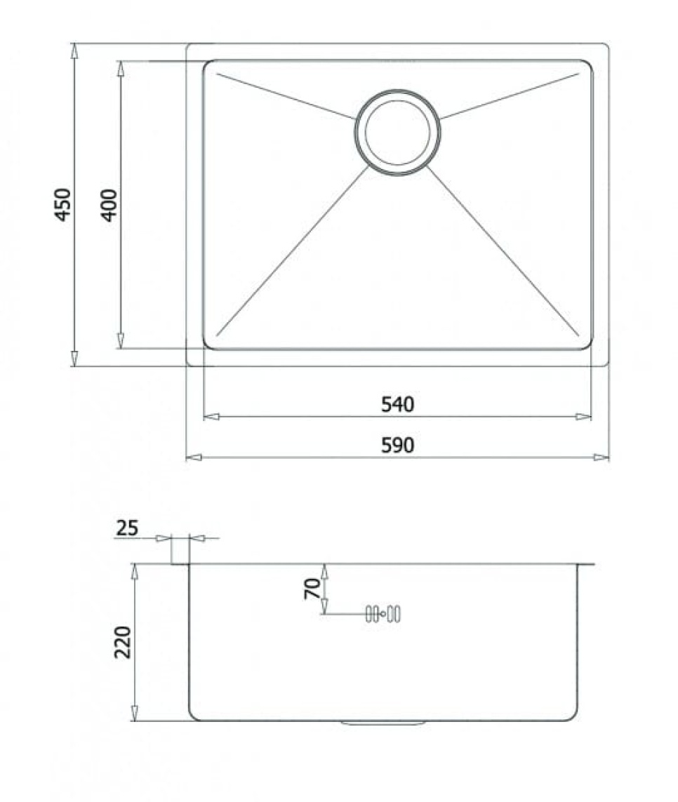 Rustfri vask 590 x 450 mm Rustfri vask 590 x 450 mm