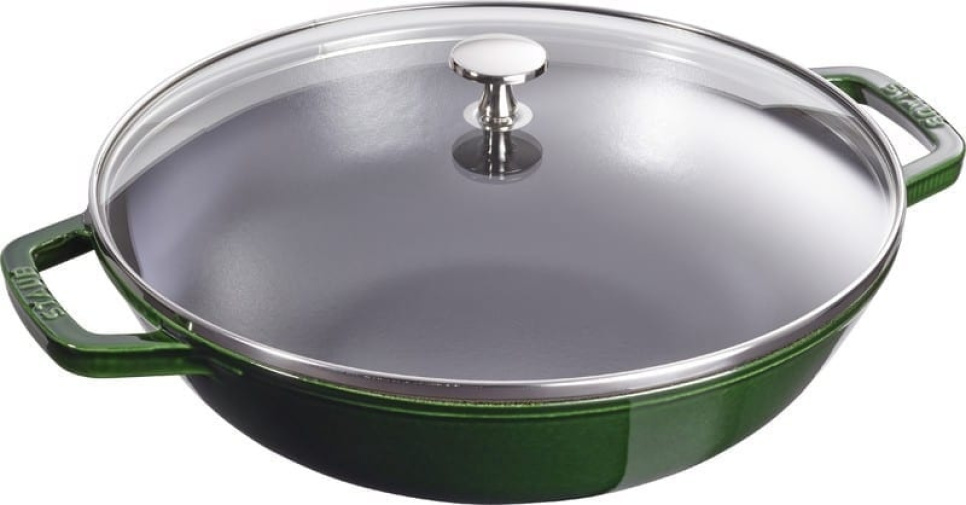 Wok med glaslåg, 30 cm, grøn - Staub i gruppen Madlavning / Stegepande / Wokpander hos The Kitchen Lab (1418-13059)