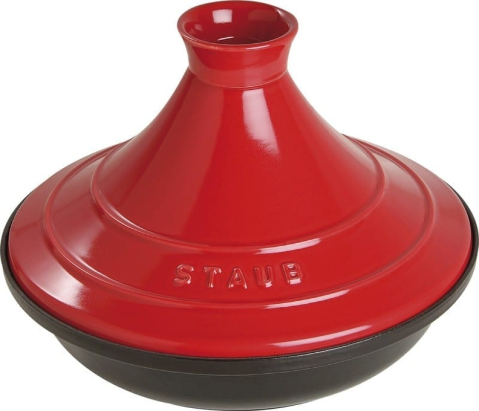 Tajine i støbejern, 28 cm, sort/rød - Staub i gruppen Madlavning / Pander & Gryder / Tagine gryder hos The Kitchen Lab (1418-13101)