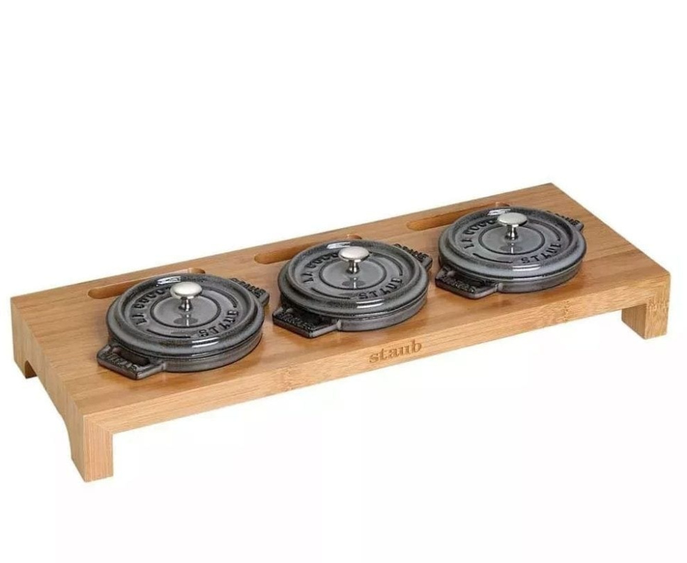Træholder til 3 minigryder, bambus - Staub i gruppen Borddækning / Andet til borddækning & servering / Dækkeservietter hos The Kitchen Lab (1418-13517)