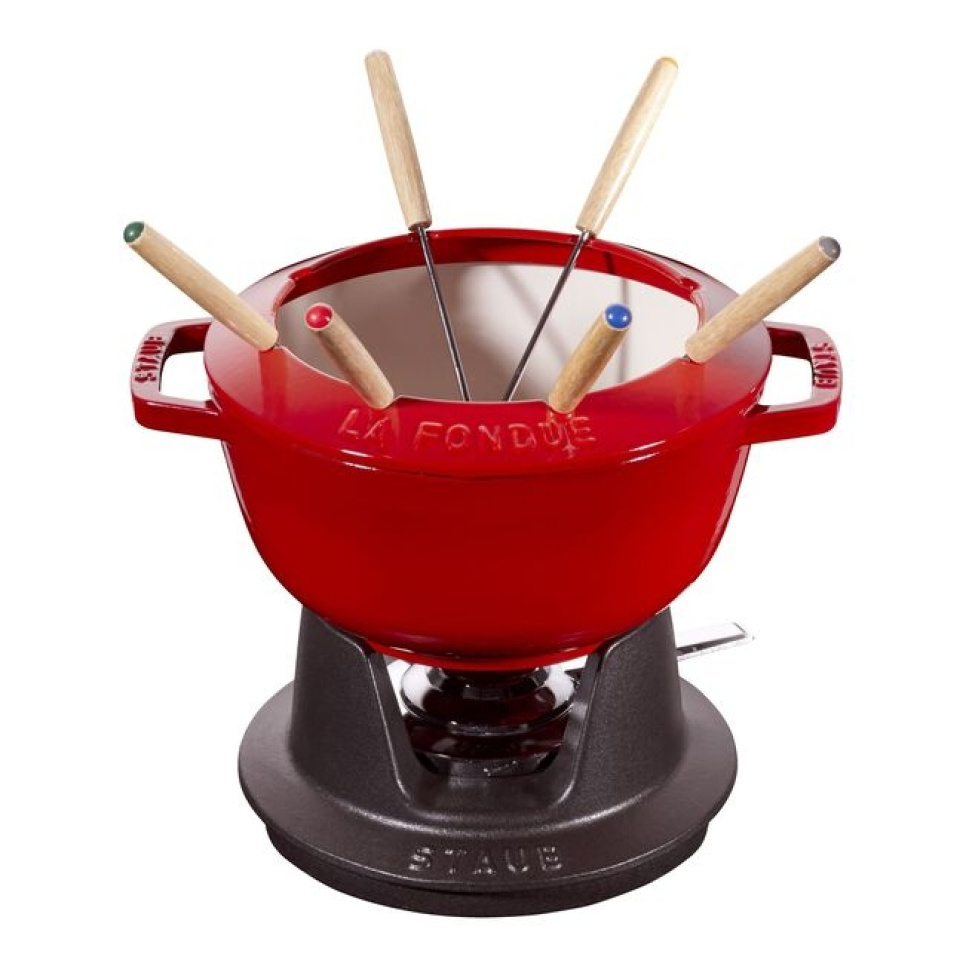 Fonduegryde, Rød, 20 cm - Staub i gruppen Madlavning / Pander & Gryder / Gryder hos The Kitchen Lab (1418-19887)