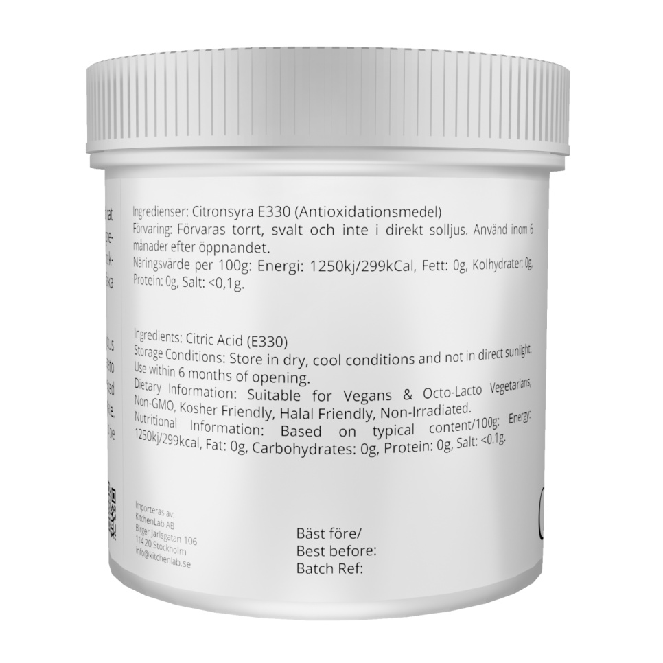 Citronsyre (E330) - The Kitchen Lab