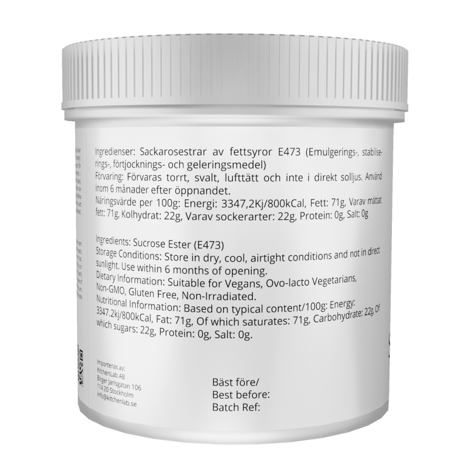 Saccharoseestere af fedtsyrer (E473) - The Kitchen Lab - 100 g Saccharoseestere af fedtsyrer (E473) - The Kitchen Lab - 100 g