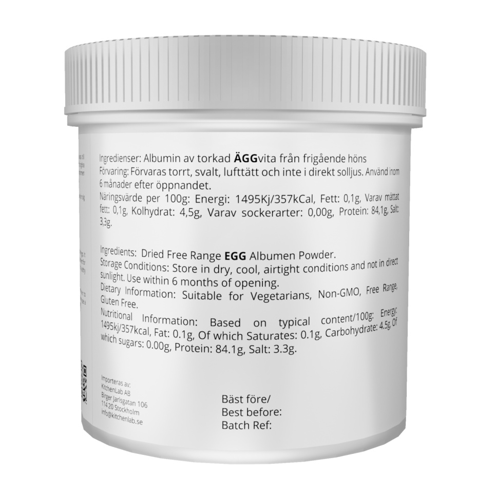 Æggehvidepulver, Albumin - The Kitchen Lab - 500 g Æggehvidepulver, Albumin - The Kitchen Lab - 500 g