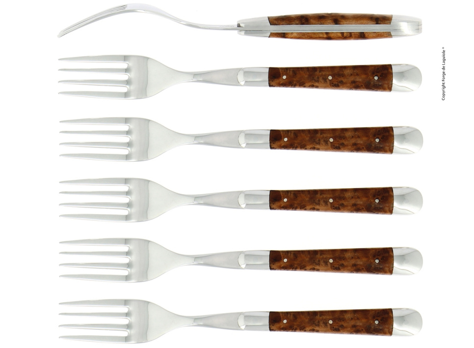 Seks gafler, Tuja-håndtag, poleret, Tradition - Forge de Laguiole i gruppen Borddækning / Bestik / Gafler hos The Kitchen Lab (1446-15871)