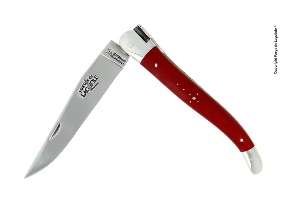 Spisekniv med foldeblad - Rødt håndtag - Forge de Laguiole i gruppen Borddækning / Bestik / Knivar hos The Kitchen Lab (1446-15885)