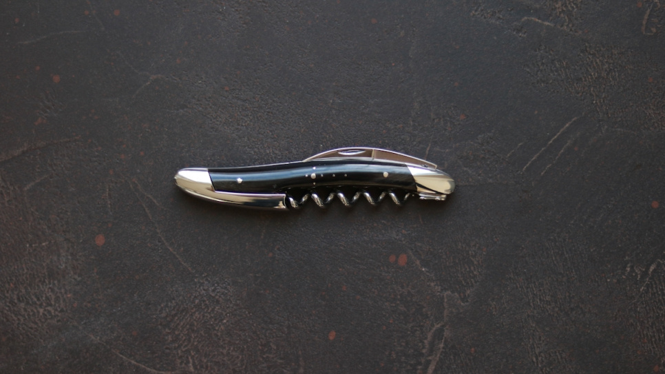 Sommelierkniv i mørkt horn, poleret, Tradition - Forge de Laguiole