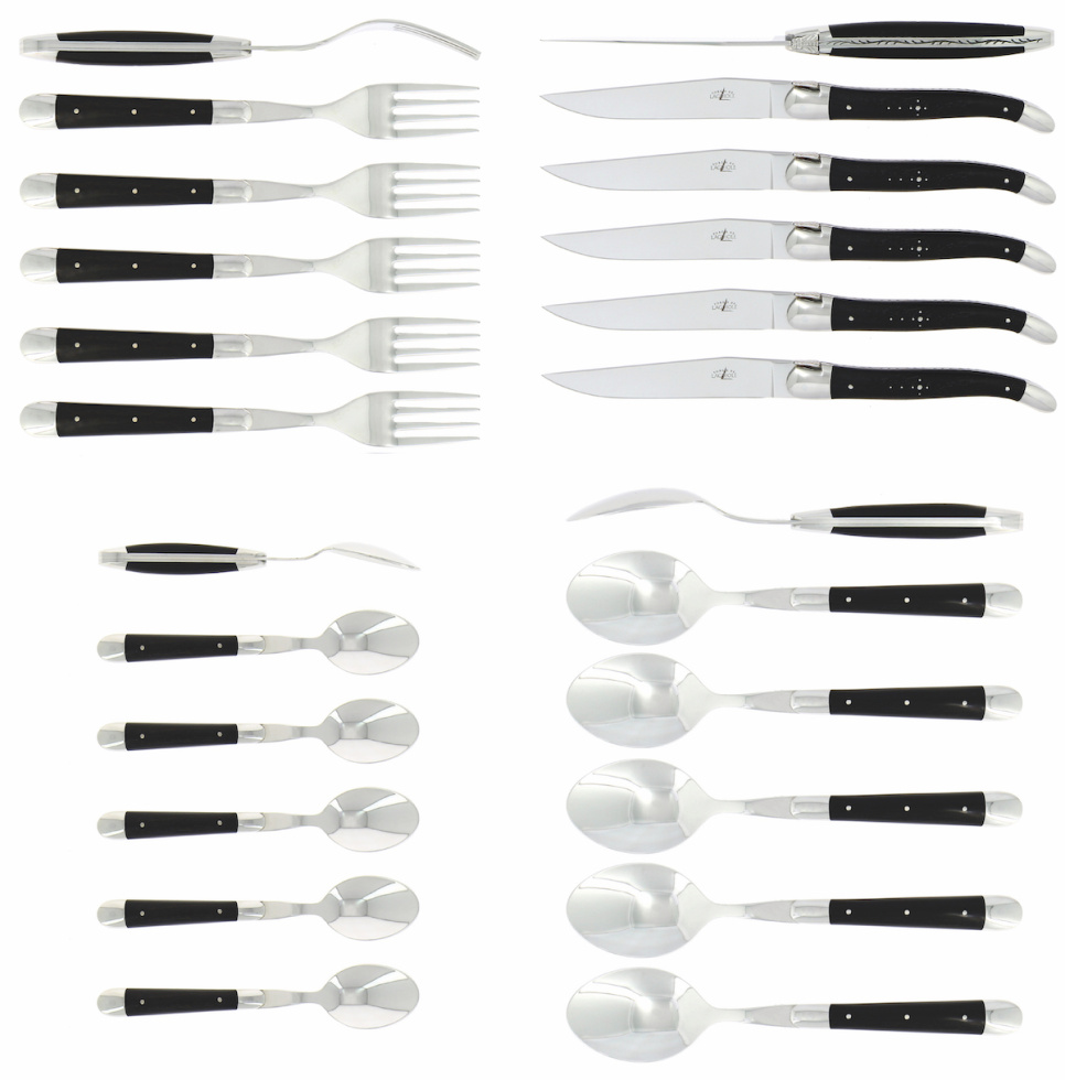 Bestiksæt 03, håndtag i ibenholt, poleret, Tradition - Forge de Laguiole i gruppen Borddækning / Bestik / Bestik sæt hos The Kitchen Lab (1446-32853)