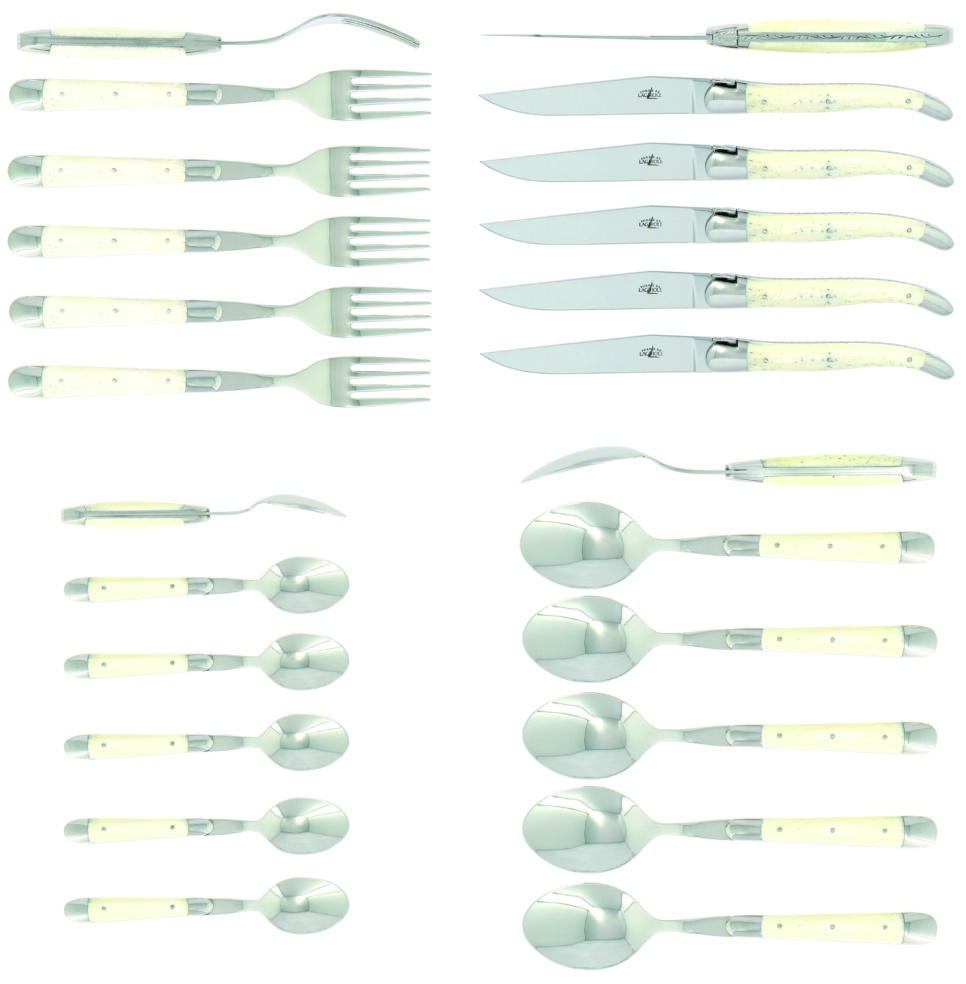 Bestiksæt 05, benhåndtag, poleret, Tradition - Forge de Laguiole i gruppen Borddækning / Bestik / Bestik sæt hos The Kitchen Lab (1446-32860)