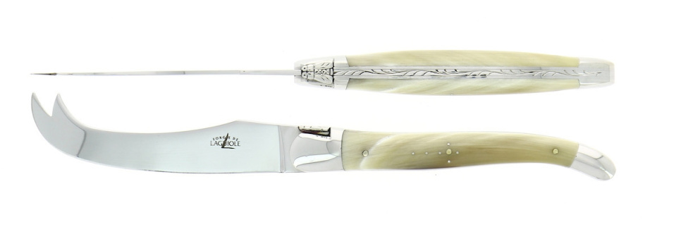 Ostesæt, håndtag i lyst horn, poleret, Tradition - Forge de Laguiole