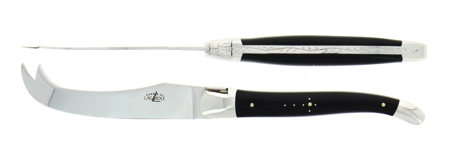 Ostesæt, håndtag i mørkt horn, poleret, Tradition - Forge de Laguiole