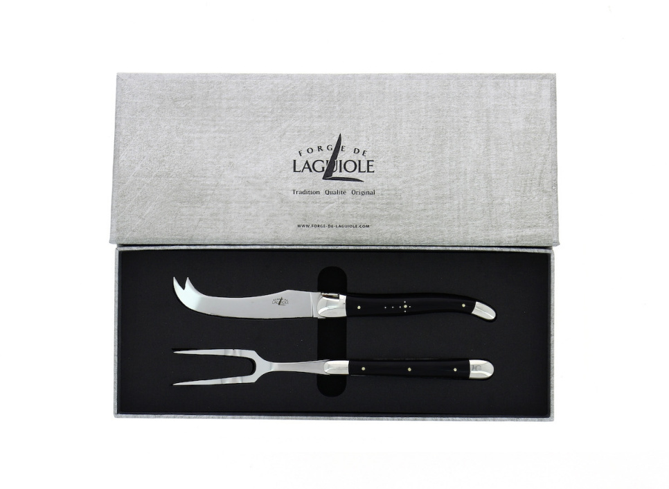 Ostesæt, håndtag i mørkt horn, poleret, Tradition - Forge de Laguiole