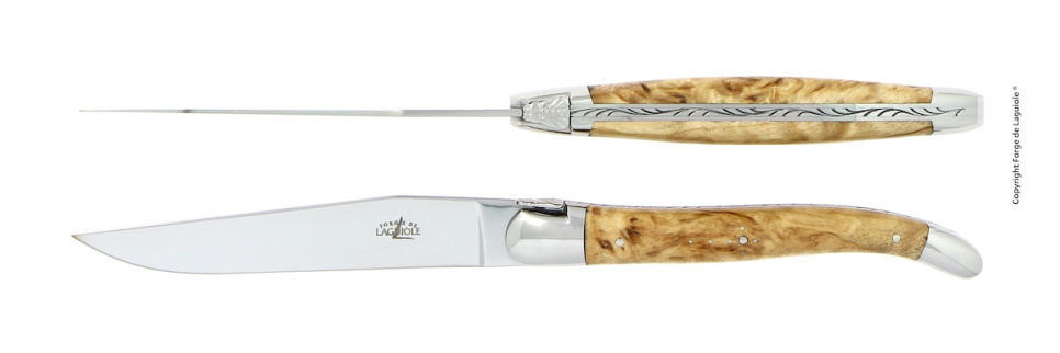 To knive, birkehåndtag, poleret, Tradition - Forge de Laguiole i gruppen Borddækning / Bestik / Knivar hos The Kitchen Lab (1446-32888)