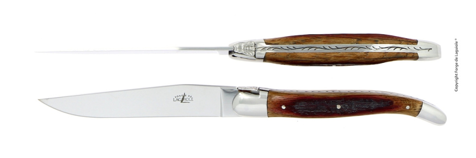 To knive, Oak Barrel træhåndtag, poleret, Tradition - Forge de Laguiole i gruppen Borddækning / Bestik / Knivar hos The Kitchen Lab (1446-32897)