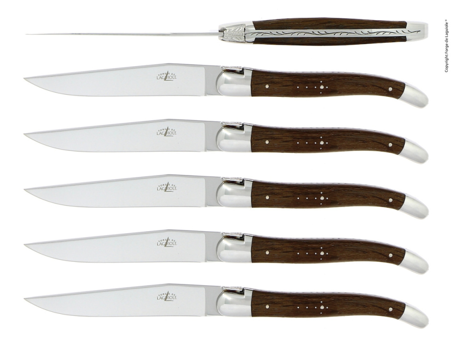 Seks knive, skaft af forstenet eg, poleret, Tradition - Forge de Laguiole i gruppen Borddækning / Bestik / Knivar hos The Kitchen Lab (1446-32912)