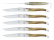 Seks knive, håndtag af lyst horn, poleret, Tradition - Forge de Laguiole