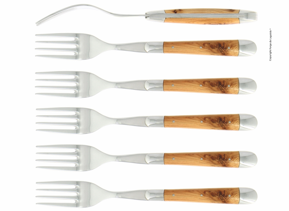 Seks gafler, En håndtag, poleret, Tradition - Forge de Laguiole i gruppen Borddækning / Bestik / Gafler hos The Kitchen Lab (1446-32925)