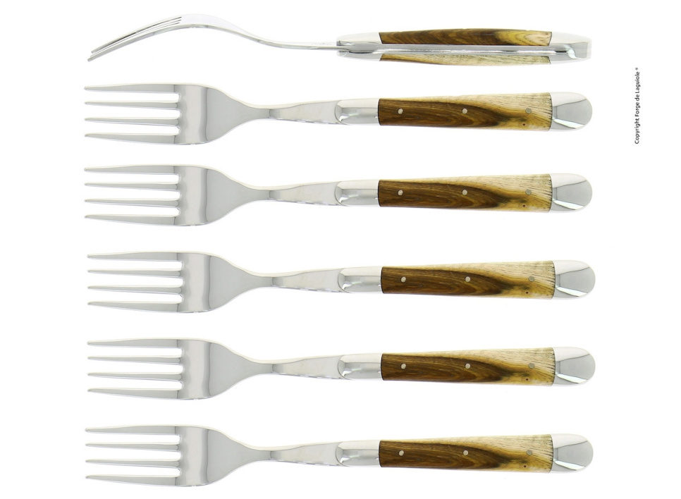 Seks gafler, Pistage-håndtag, poleret, Tradition - Forge de Laguiole i gruppen Borddækning / Bestik / Gafler hos The Kitchen Lab (1446-32931)