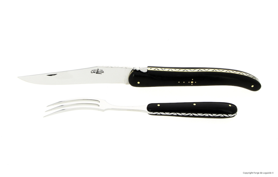 Udskærersæt 21 cm, håndtag i ibenholt, sammenklappeligt, signatur - Forge de Laguiole i gruppen Madlavning / Køkkenknive / Trancherkniv hos The Kitchen Lab (1446-32945)
