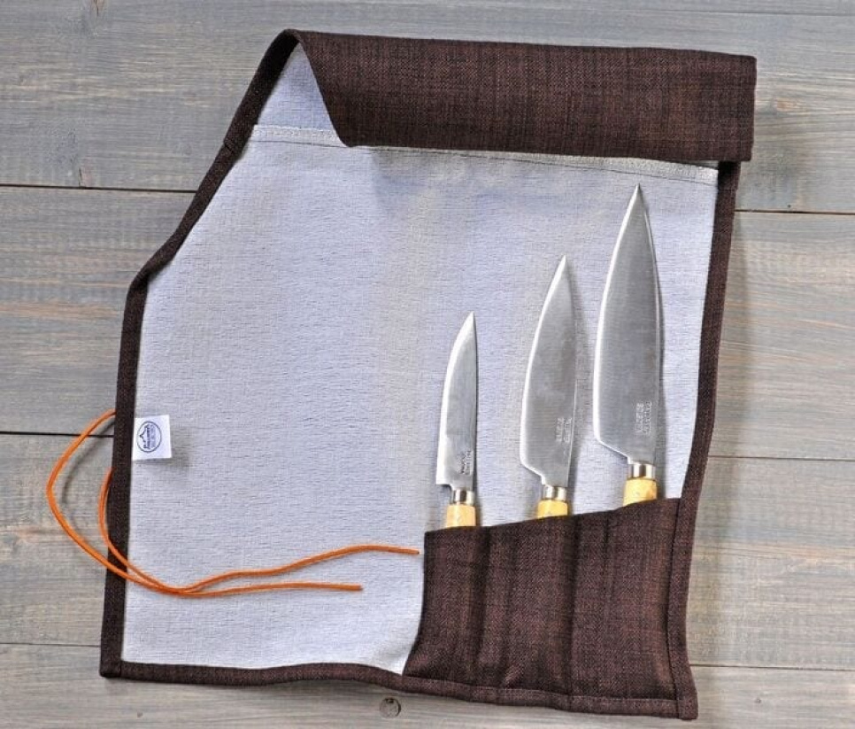 Knivsæt 3 knive i kulstofstål og knivrulle - Pallarès Knivsæt 3 knive i kulstofstål og knivrulle - Pallarès