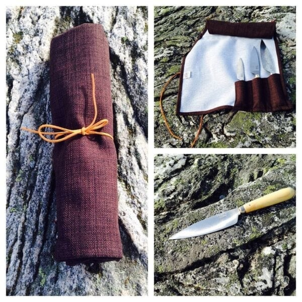 Knivsæt 3 knive i kulstofstål og knivrulle - Pallarès Knivsæt 3 knive i kulstofstål og knivrulle - Pallarès