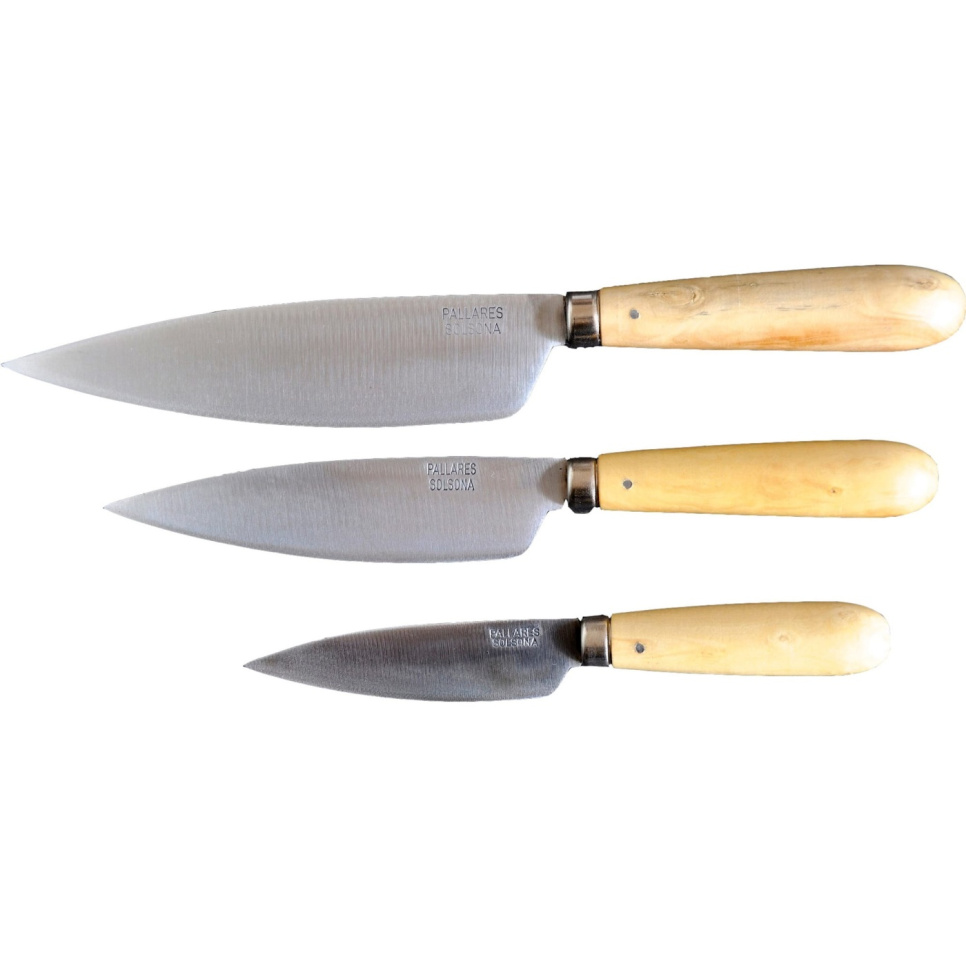 Køkkenknive, kulstofstål, sæt med 3, sort stofskede - Pallarès i gruppen Madlavning / Køkkenknive / Kniv-sæt hos The Kitchen Lab (1451-25215)