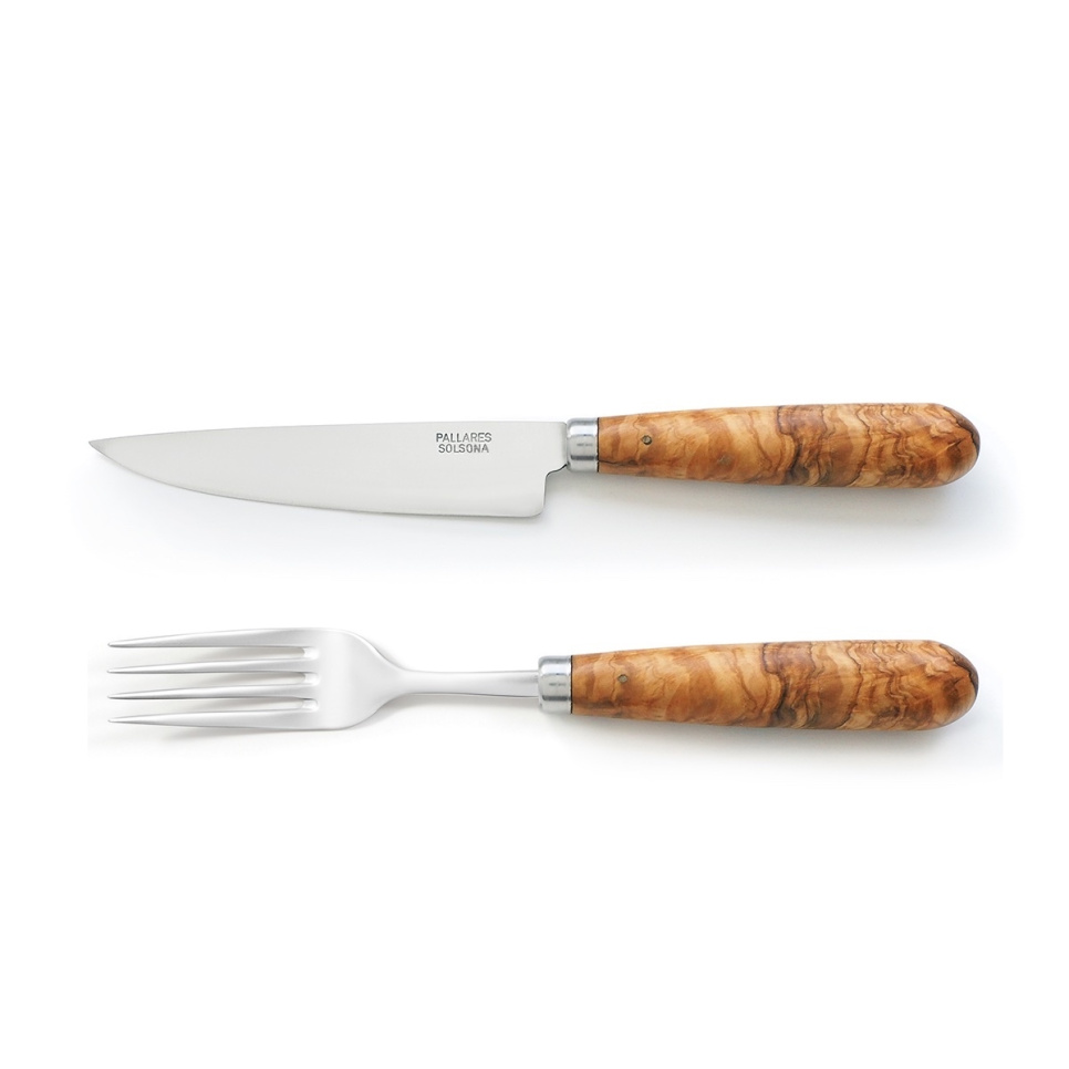 Kniv og gaffel med oliventræskæfte, 2-pak - Pallarès i gruppen Borddækning / Bestik / Bestik sæt hos The Kitchen Lab (1451-35493)