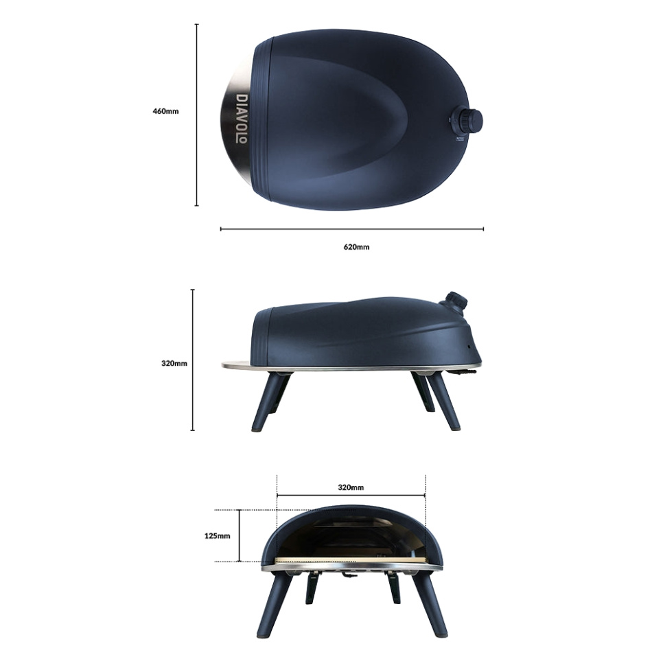 Pizzaovn Diavolo, Gasfyret, Blå - Delivita Pizzaovn Diavolo, Gasfyret, Blå - Delivita