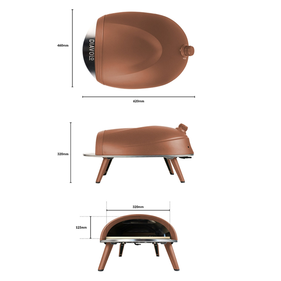 Pizzaovn Diavolo, gasfyret, brun - Delivita Pizzaovn Diavolo, gasfyret, brun - Delivita