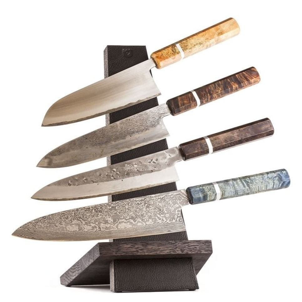 Håndlavet knivstativ, eg og læder - Piotr The Bear